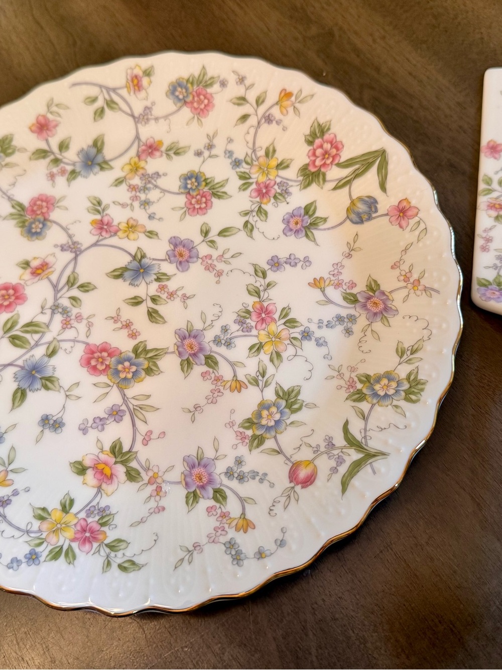 Andrea By Sadek Porcelain Plate with Pink, Blue and Yellow Floral Motif